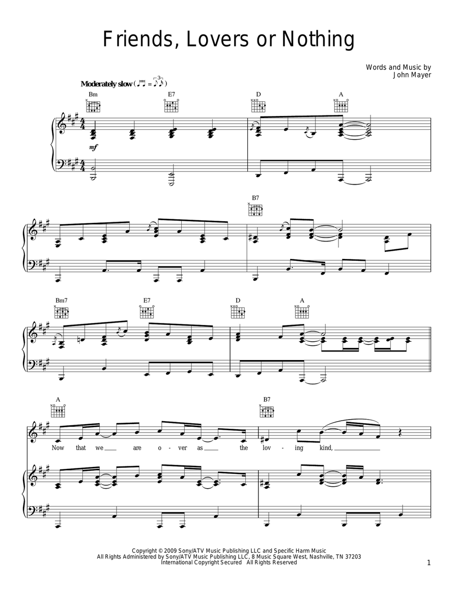 Friends, Lovers Or Nothing Piano, Vocal, Guitar scores gallery preview page 1