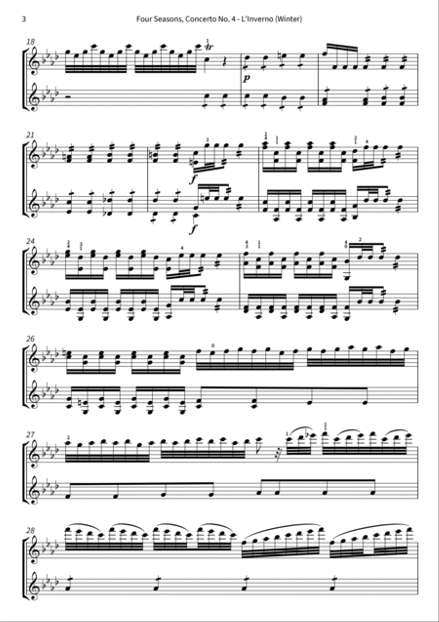 Four Seasons, Concerto No. 4 - L'Inverno (Winter) String Duet scores gallery preview page 4
