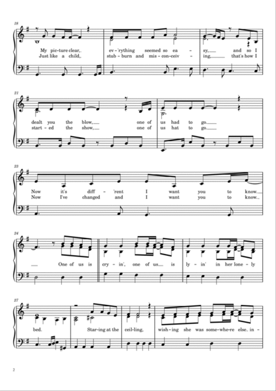One Of Us One Of Us Piano Solo scores gallery preview page 2