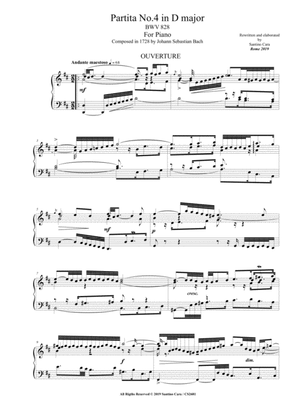 Book cover for Bach - Partita No.4 in D major BWV 828 for Piano