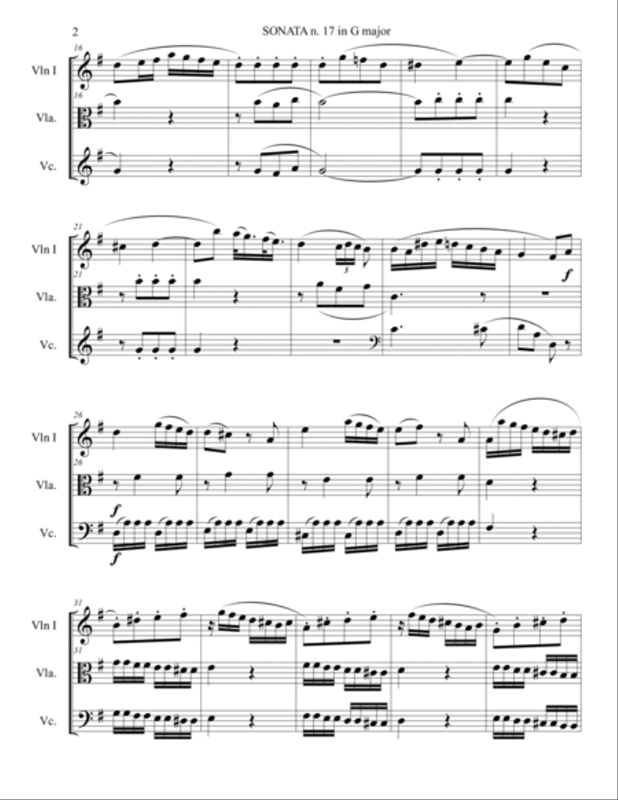 Haydn - SONATA n. 17 in G major - Hob. XVI: 27 String Trio scores gallery preview page 2