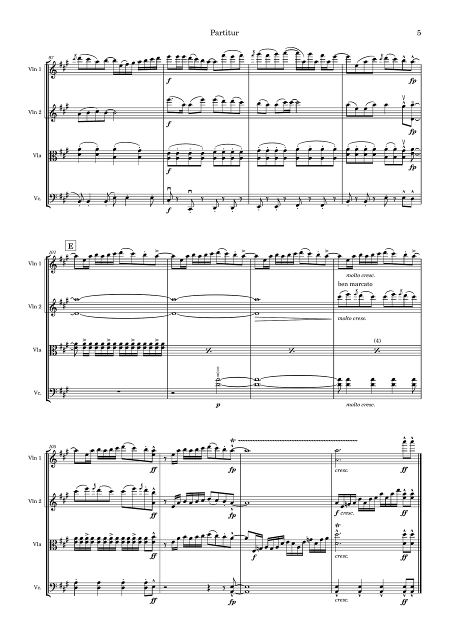 Kur tu teci Kur tu teci String Quartet scores gallery preview page 5