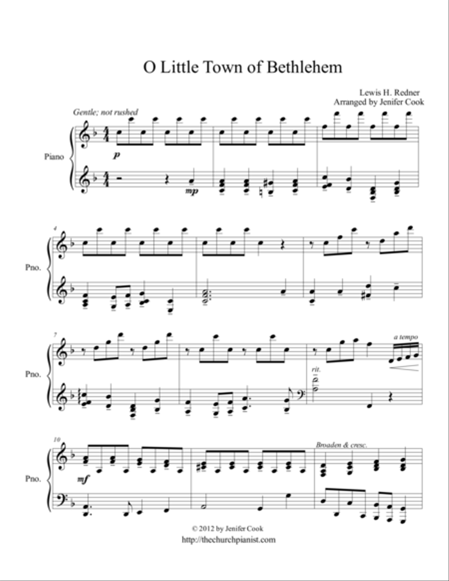 O Little Town of Bethlehem Piano Solo scores gallery preview page 1