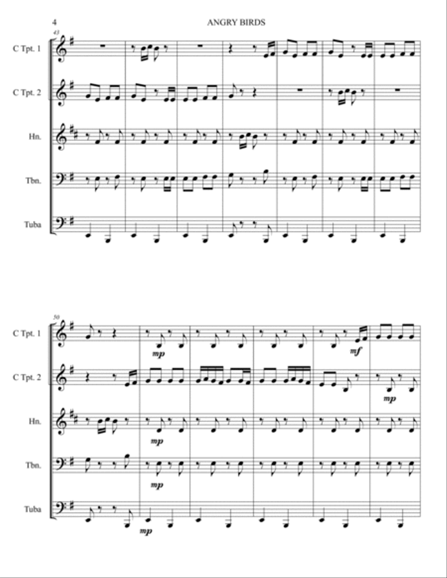 Angry Birds Theme Brass Ensemble scores gallery preview page 5