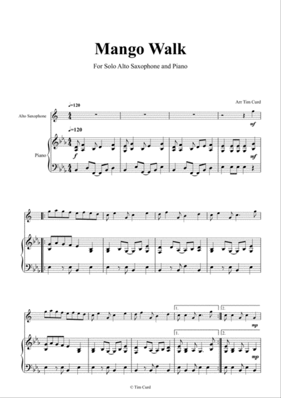 Mango Walk for Solo Alto Saxophone and Piano Alto Saxophone scores gallery preview page 2
