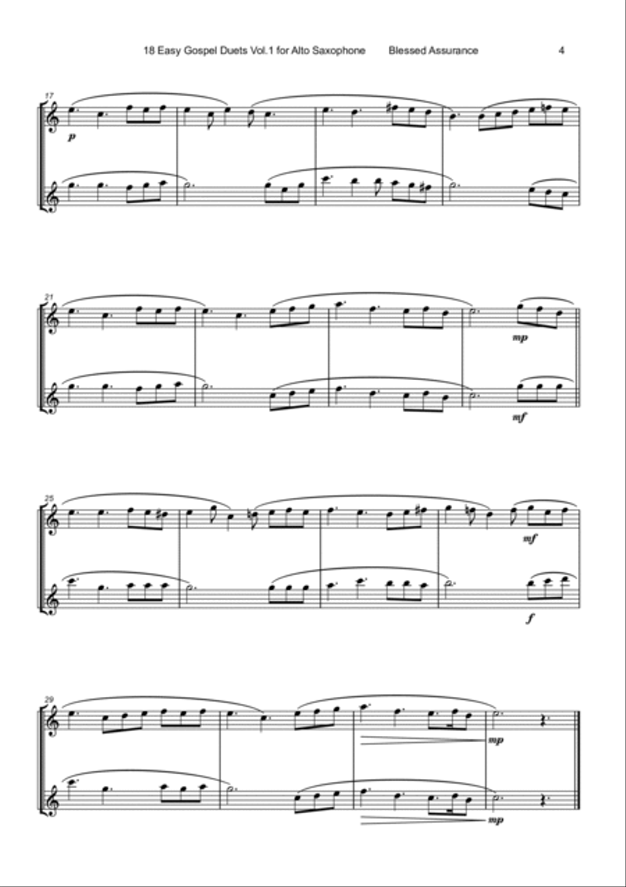 18 Easy Gospel Duets Vol.1 for Alto Saxophone Woodwind Duet scores gallery preview page 6
