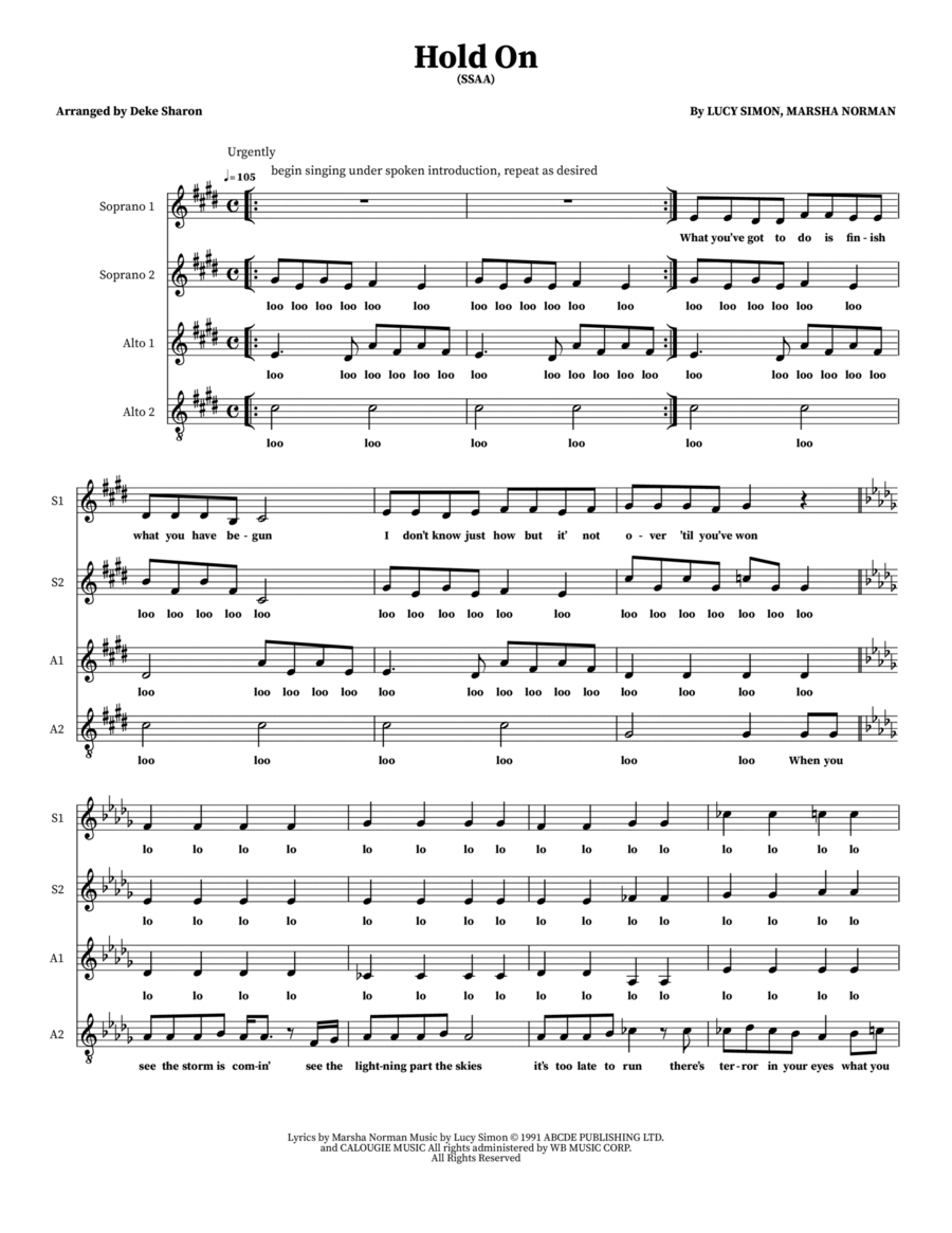 Hold On 4-Part scores gallery preview page 1