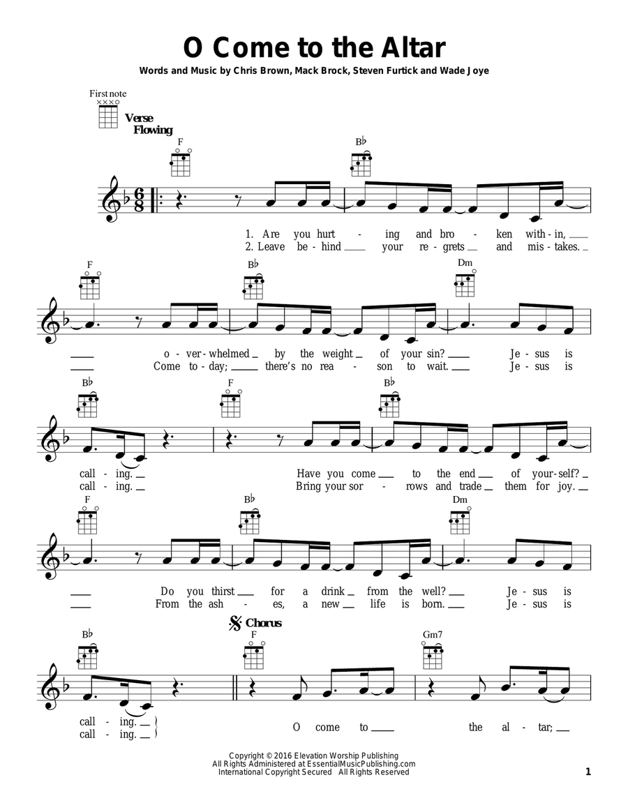 O Come To The Altar Ukulele scores gallery preview page 1