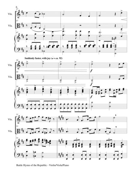 BATTLE HYMN OF THE REPUBLIC (Trio– Violin, Viola and Piano/Score and Parts) image number null