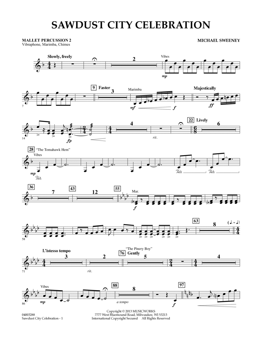 Sawdust City Celebration - Mallet Percussion 2 Concert Band scores gallery preview page 1