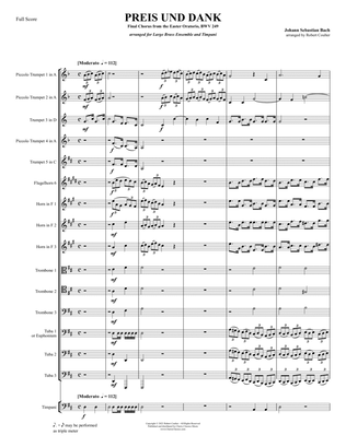 Preis und Dank, Final Chorus from the Easter Oratorio BWV 249 for Brass Ensemble and Timpani