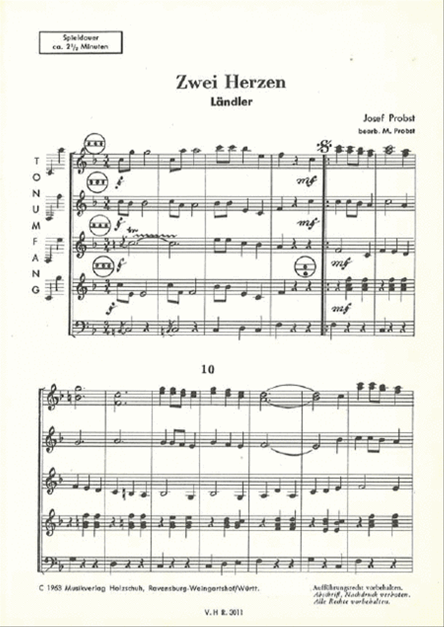 Zwei Herzen Accordion Orchestra scores gallery preview page 1
