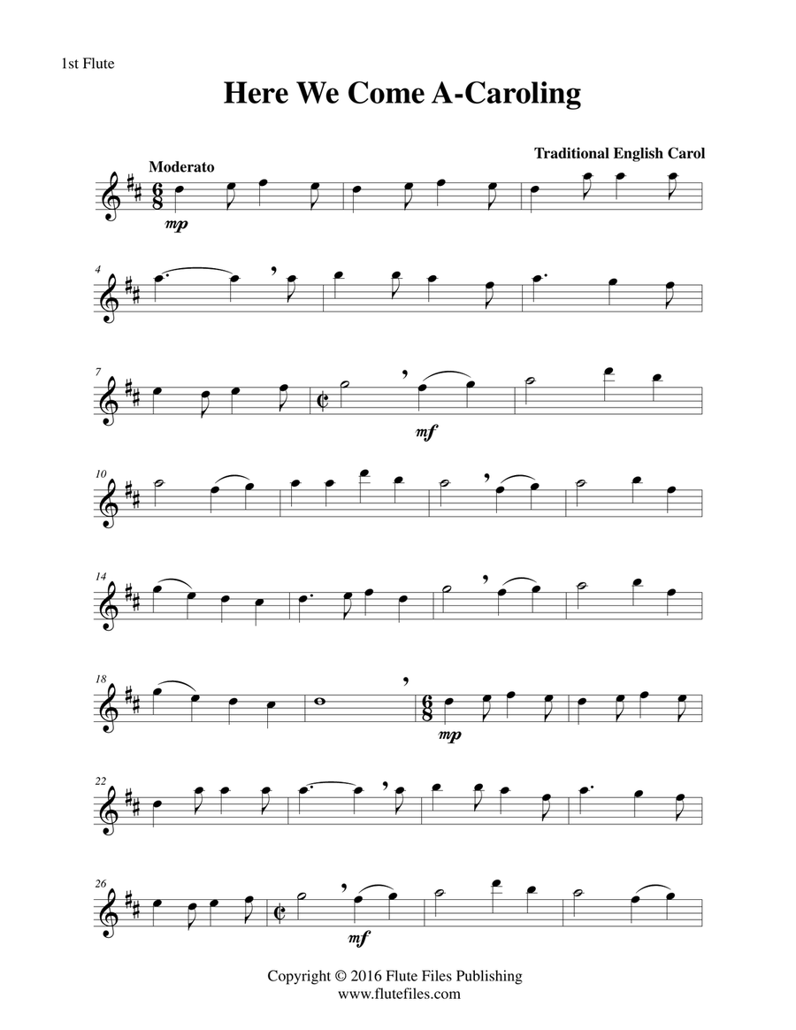 Here We Come A-Caroling - Flute Trio Flute Trio scores gallery preview page 6