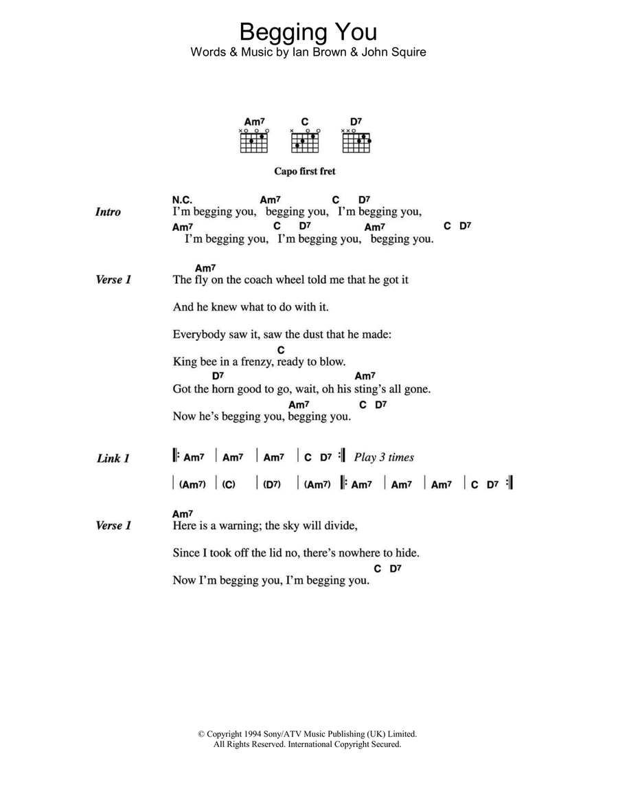 Begging You Easy Guitar scores gallery preview page 1