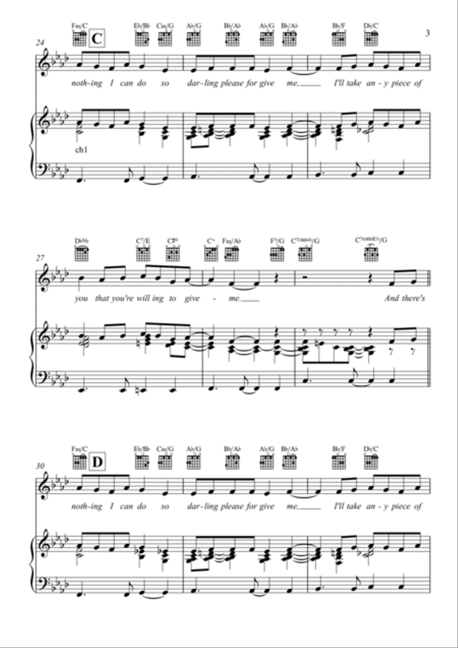 Piece Of You Piano, Vocal, Guitar scores gallery preview page 3