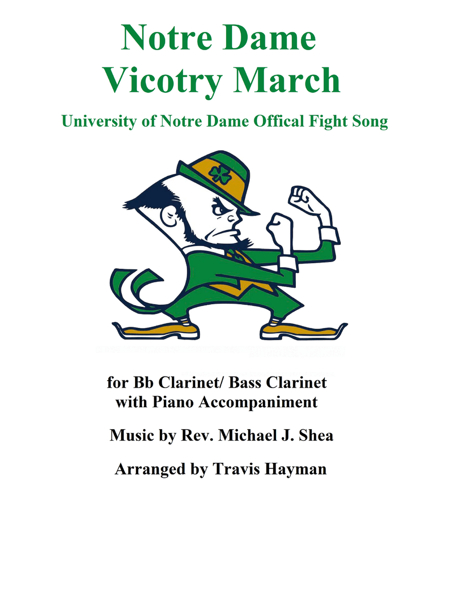 Notre Dame Victory March - Bb Clarinet or Bass Clarinet B-Flat Clarinet scores gallery preview page 1
