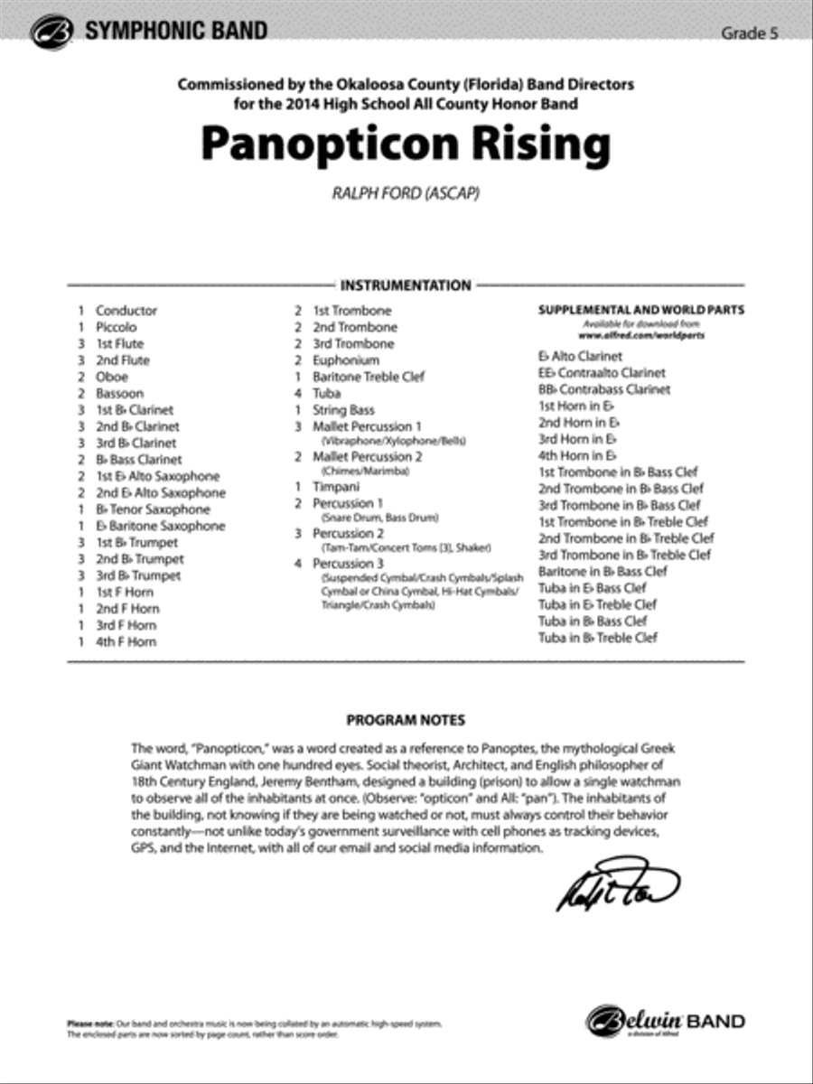Panopticon Rising: Score Concert Band scores gallery preview page 1