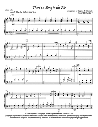 There’s a Song in the Air Christmas carol arrangement for piano solo by Stephen R Dalrymple