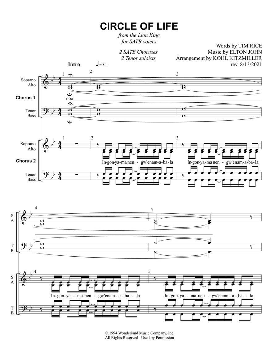 Circle Of Life Divisi scores gallery preview page 2