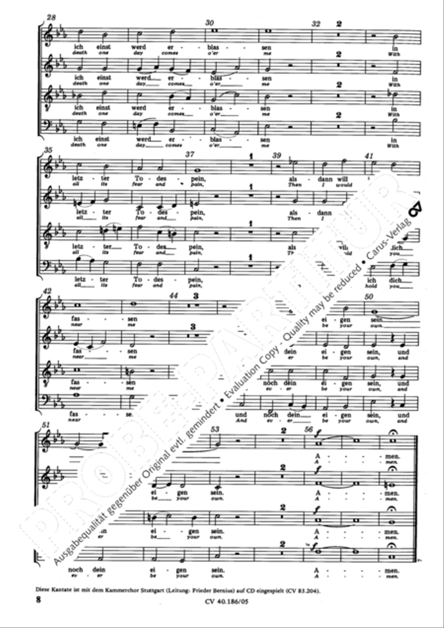 O sacred head, sore wounded (O Haupt voll Blut und Wunden) 4-Part scores gallery preview page 9