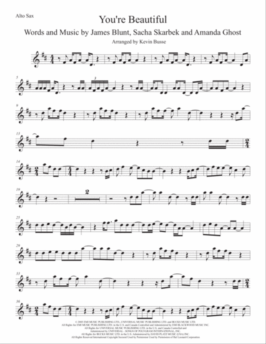 You're Beautiful Alto Saxophone scores gallery preview page 1