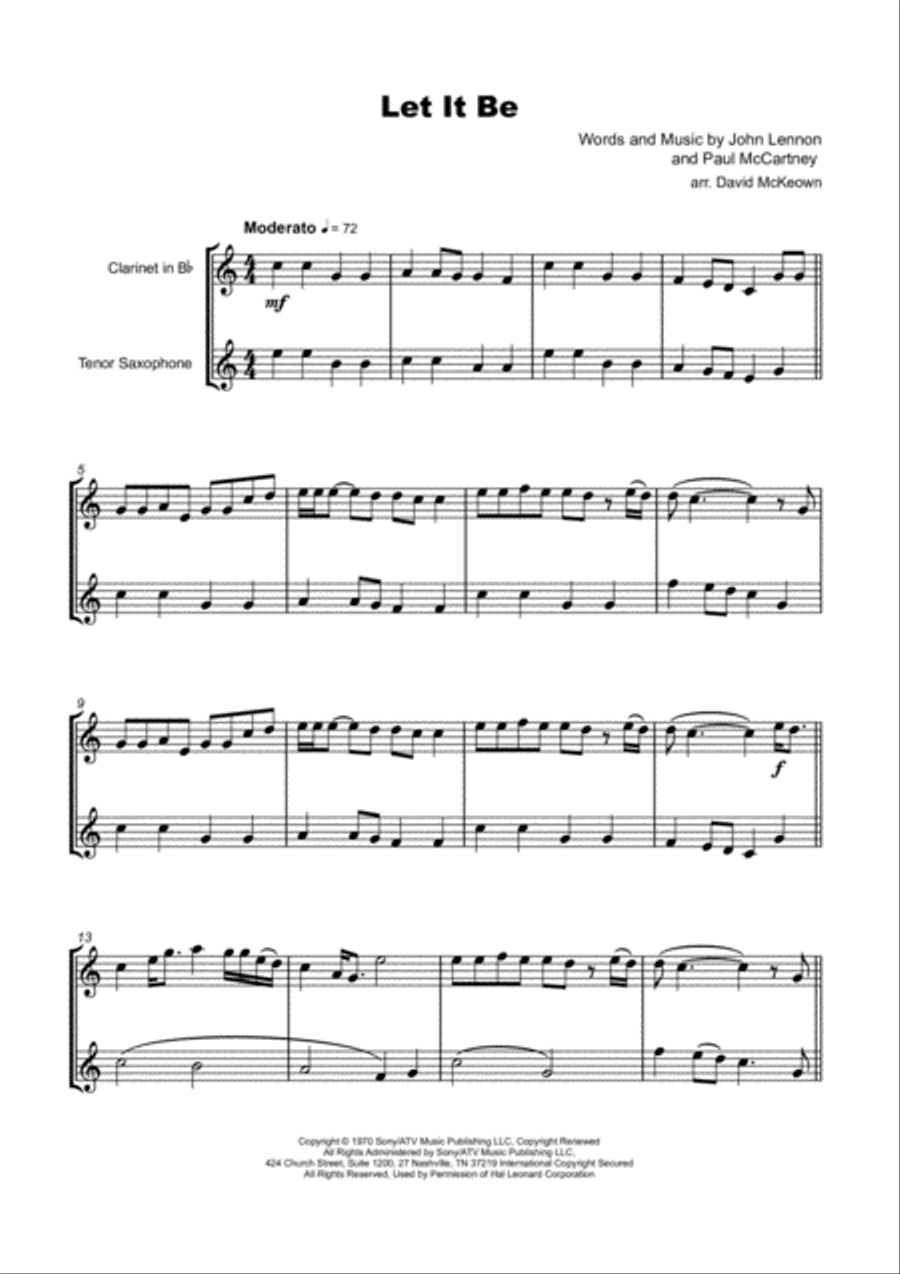 Let It Be Woodwind Duet scores gallery preview page 2