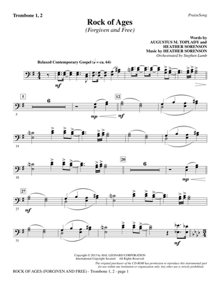 Book cover for Rock of Ages (Forgiven and Free) - Trombone 1 & 2