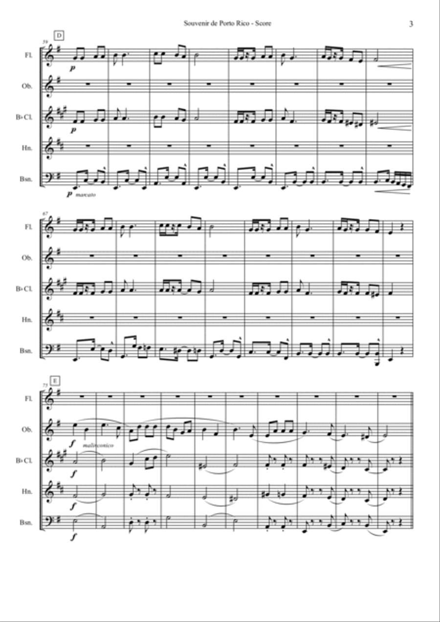 Souvenir de Porto Rico (Woodwind Quintet) Woodwind Quintet scores gallery preview page 3