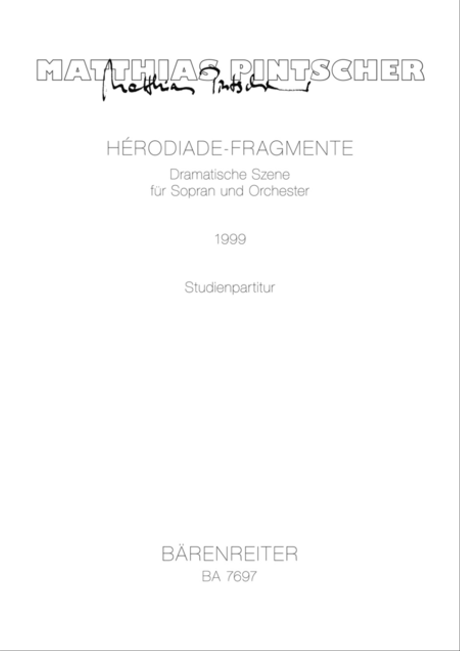 Hérodiade-Fragmente (1999) Orchestra scores gallery preview page 1