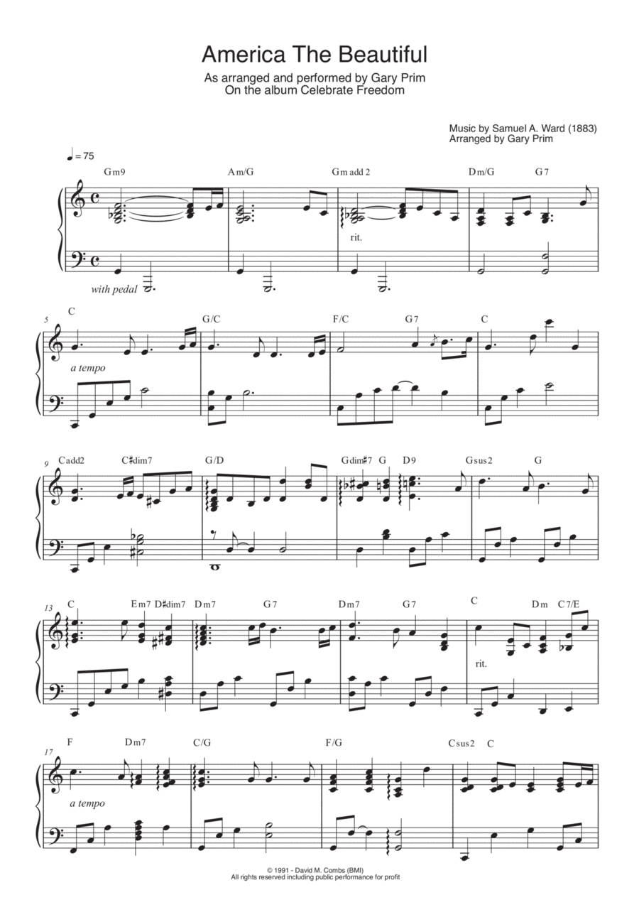 America the Beautiful America the Beautiful Piano Solo scores gallery preview page 1