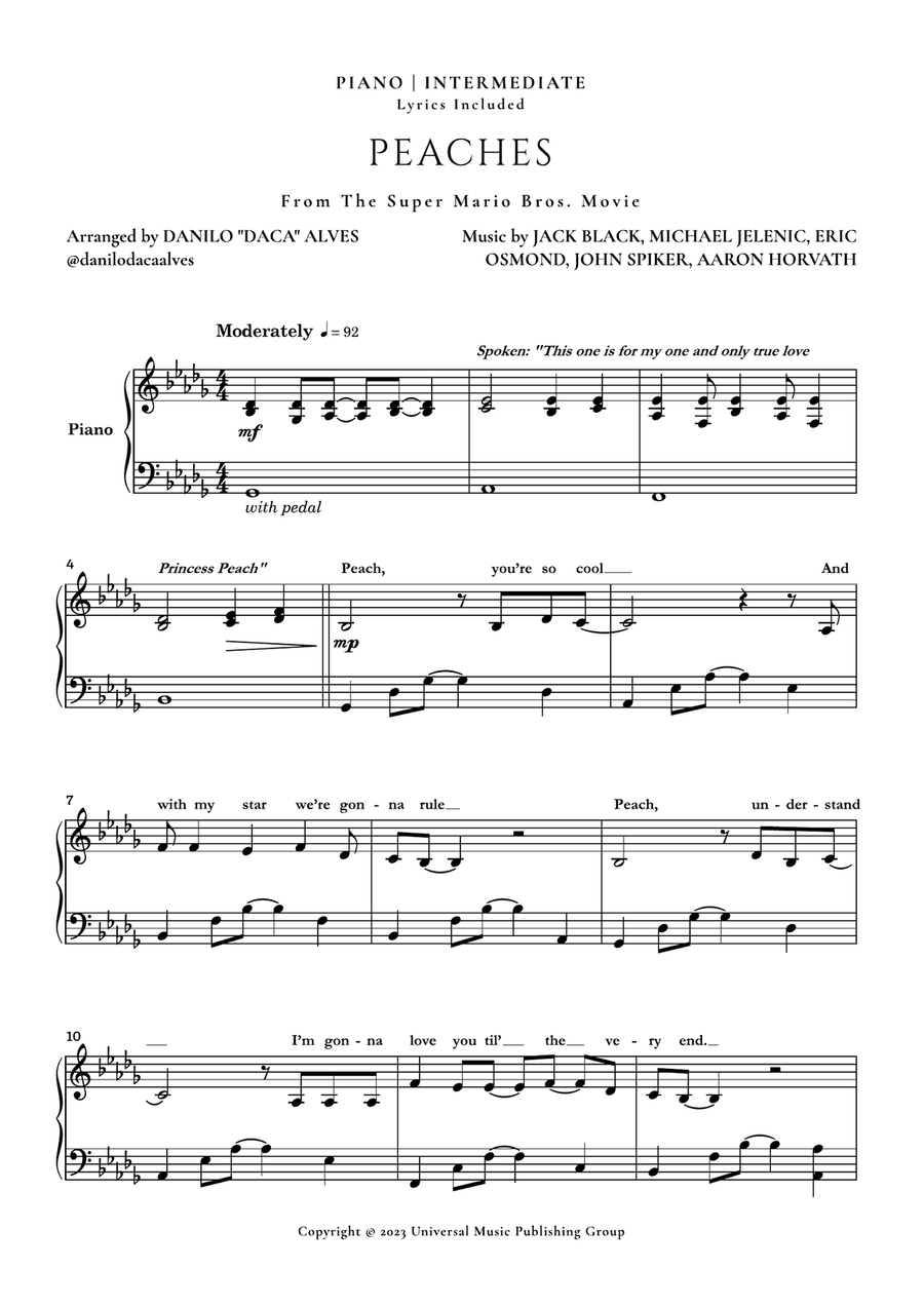 Peaches Piano Solo scores gallery preview page 1