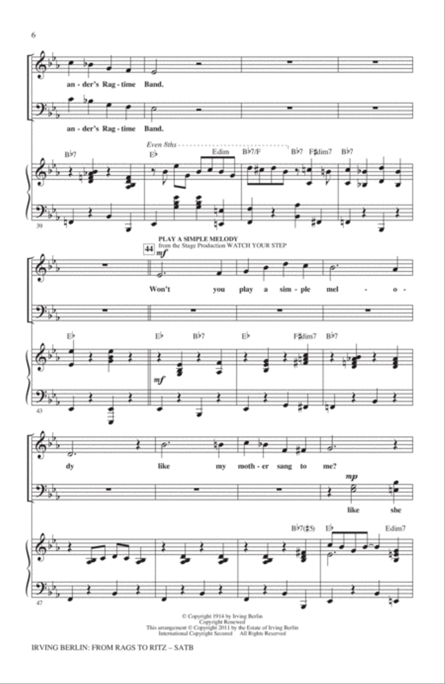 Irving Berlin: From Rags To Ritz (Medley) 4-Part scores gallery preview page 5