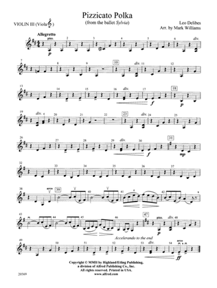 Pizzicato Polka (from the ballet Sylvia): 3rd Violin (Viola [TC])