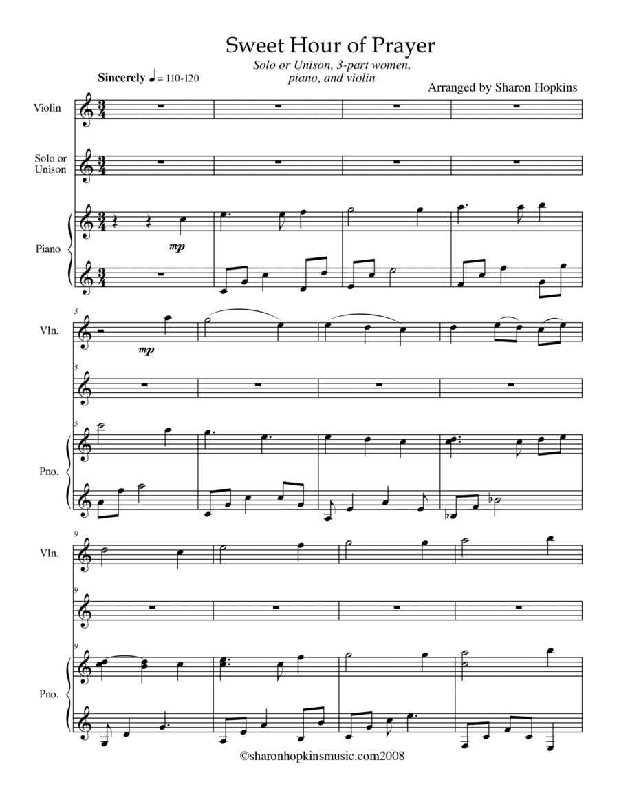 Sweet Hour of Prayer Sweet Hour of Prayer Voice scores gallery preview page 1