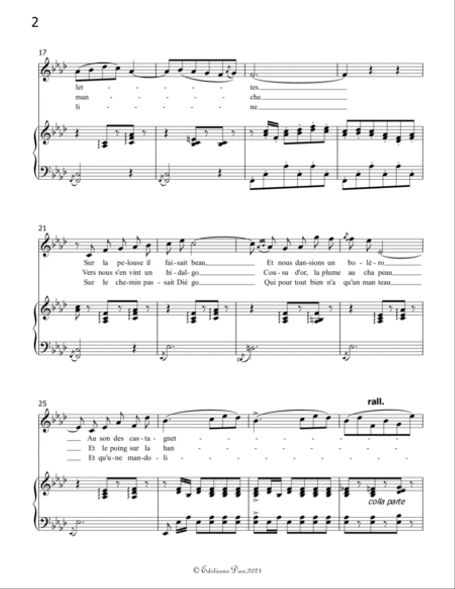 Les filles de Cadix, by Delibes, in f minor Voice scores gallery preview page 4