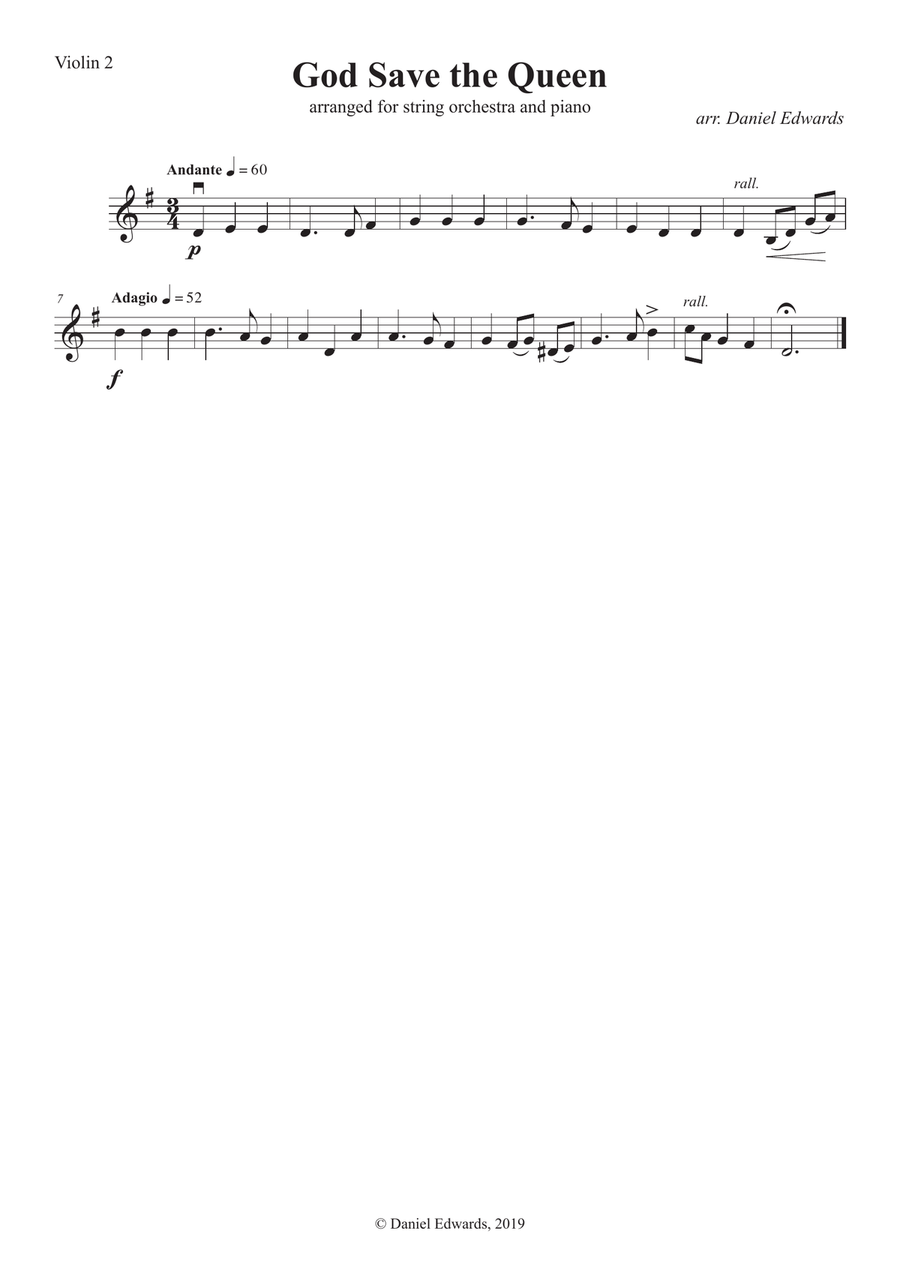 God Save the Queen - arranged for string orchestra and piano String Orchestra scores gallery preview page 4