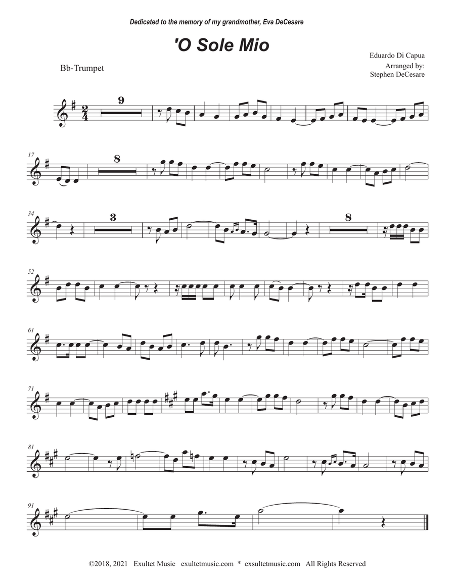 O Sole Mio (Bb-Trumpet solo and Piano) O Sole Mio (Bb-Trumpet solo and Piano) Trumpet Solo scores gallery preview page 4