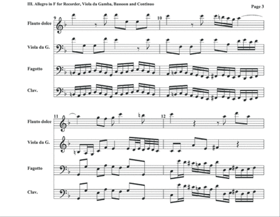 Allegro in F Major No. 3 Allegro in F Major No. 3 Small Ensemble scores gallery preview page 3