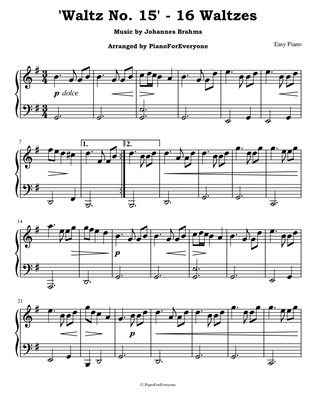 'Waltz No. 15' from 16 Waltzes - Brahms (Easy Piano)