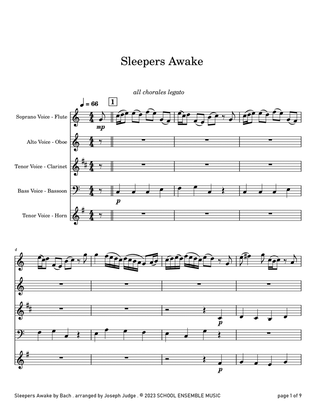 Sleepers Awake by Bach for Woodwind Quartet in Schools