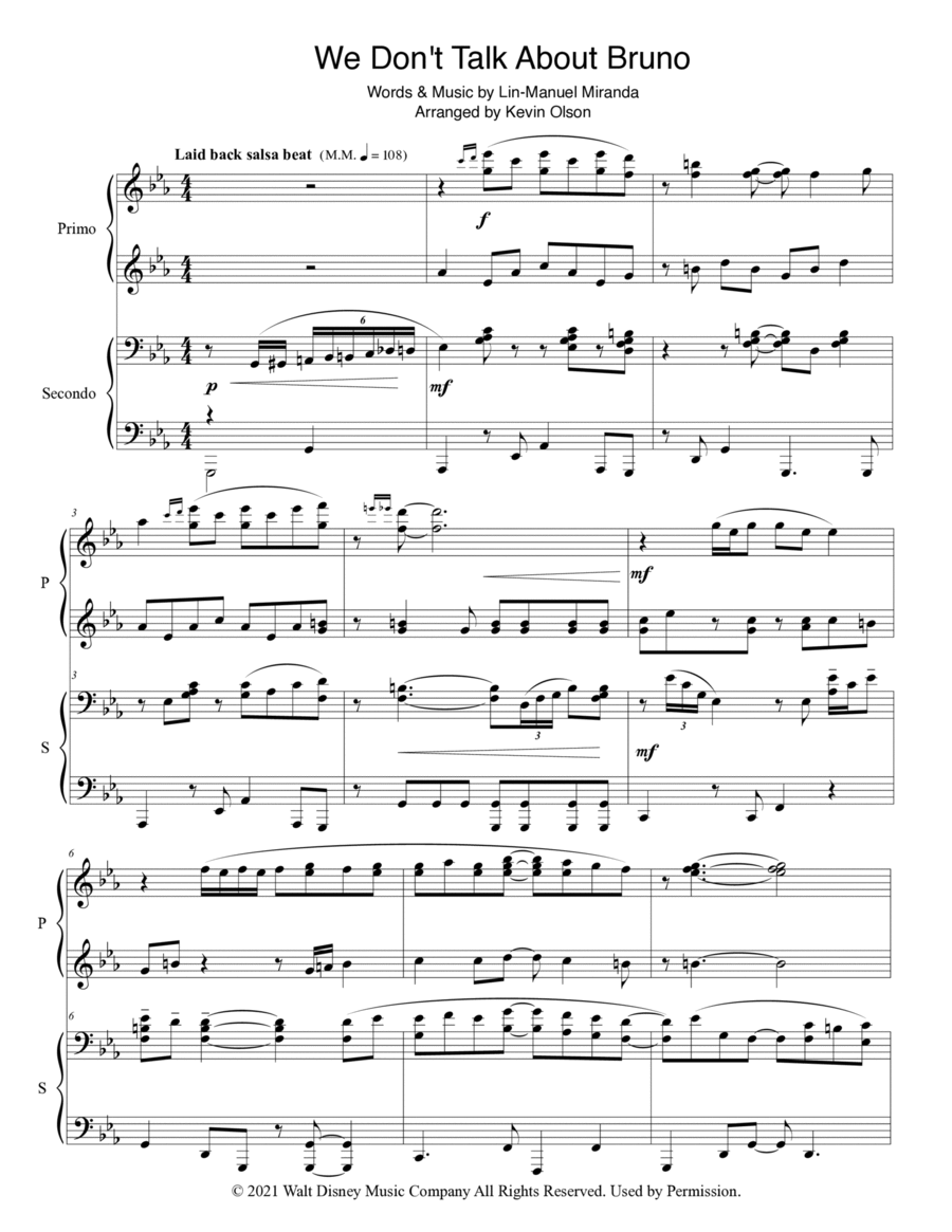 We Don't Talk About Bruno 1 Piano, 4-Hands scores gallery preview page 1