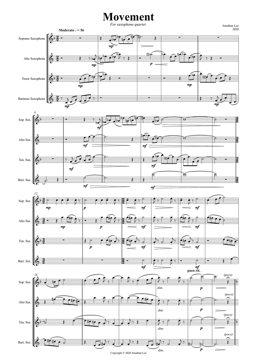 Movement Saxophone Quartet scores gallery preview page 2