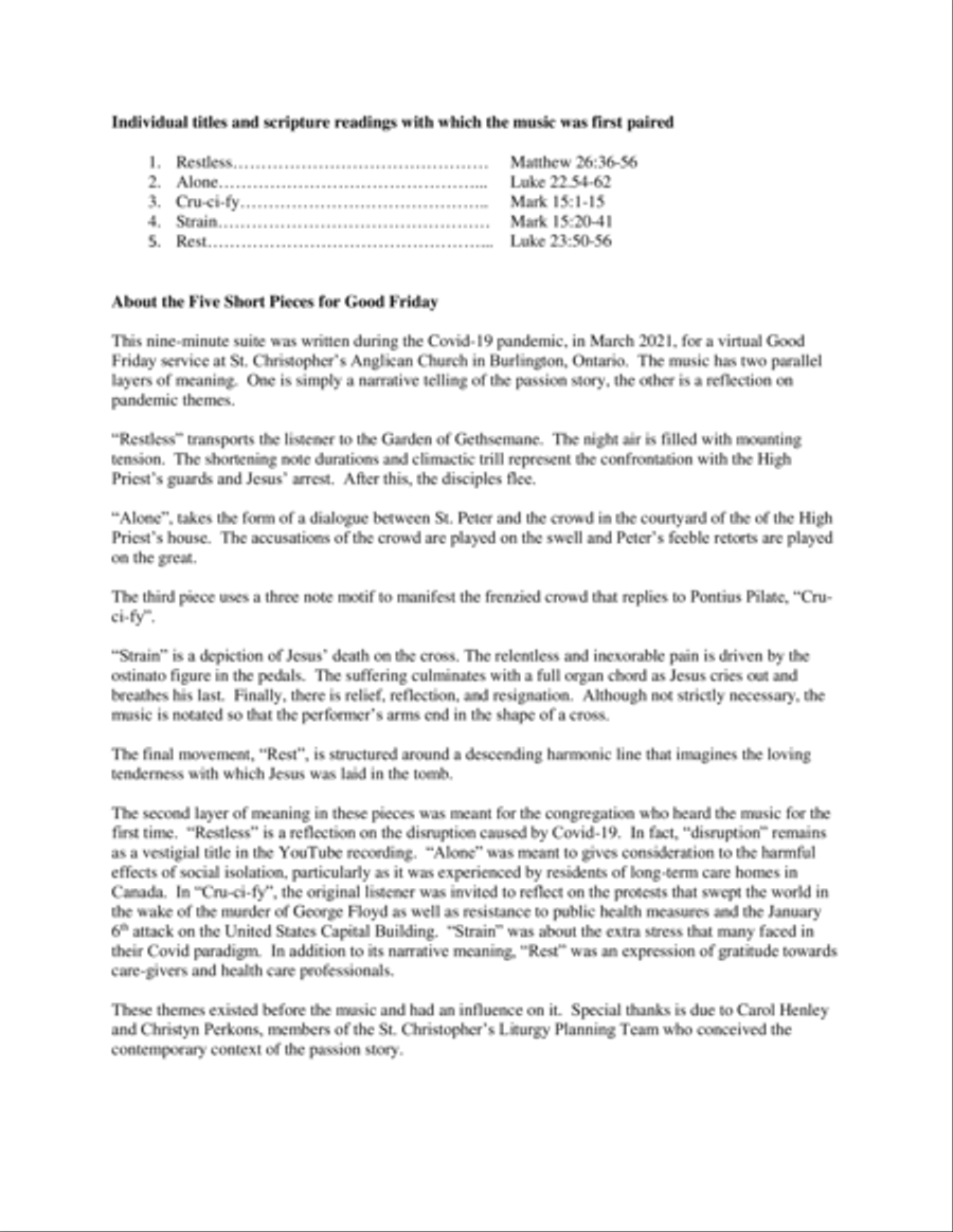 Five Short Pieces for Good Friday Organ Solo scores gallery preview page 4