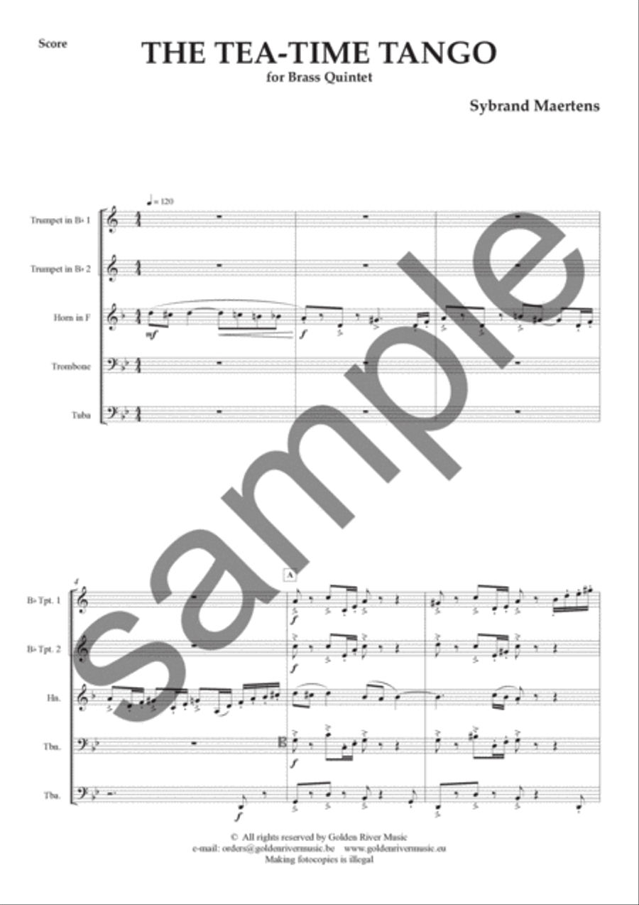 The Tea-Time Tango The Tea-Time Tango Brass Quintet scores gallery preview page 2