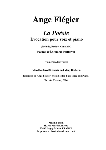 Ange Flégier: La Poésie for bass voice and piano