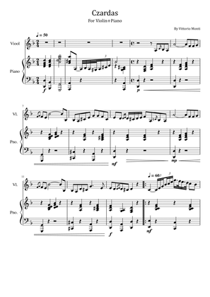 Czardas - For Violin+Piano - Vittorio Monti