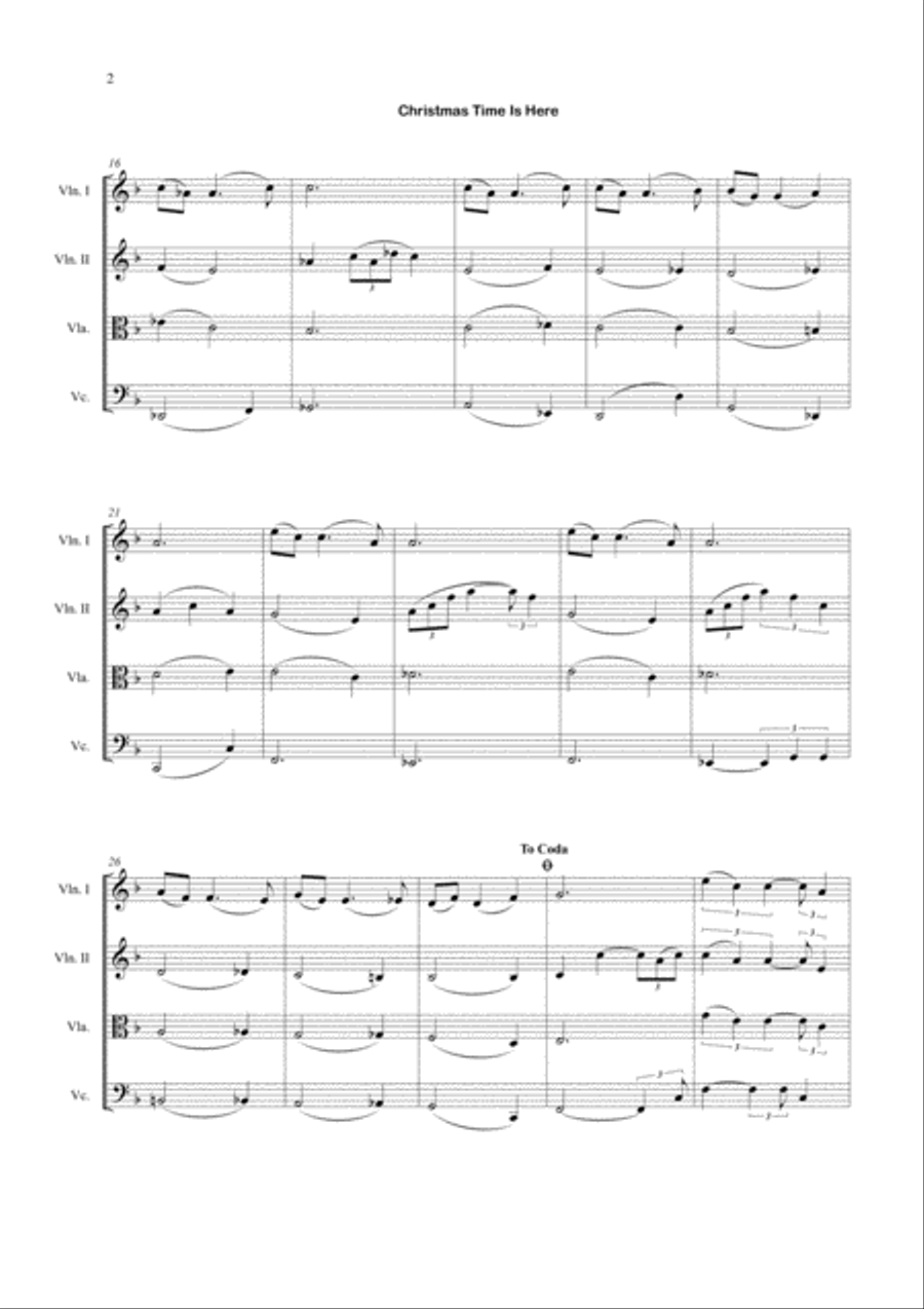 Christmas Time Is Here String Quartet scores gallery preview page 3