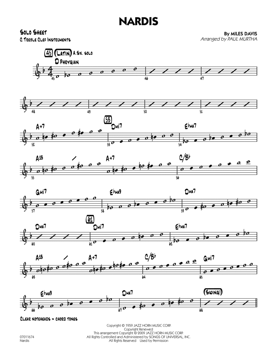 Nardis - C Solo Sheet