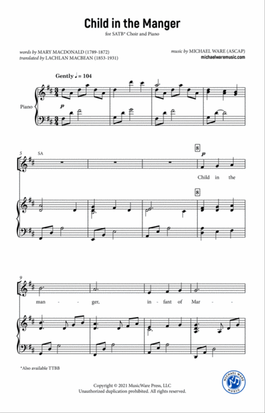 Child in the Manger (SATB) 4-Part scores gallery preview page 2