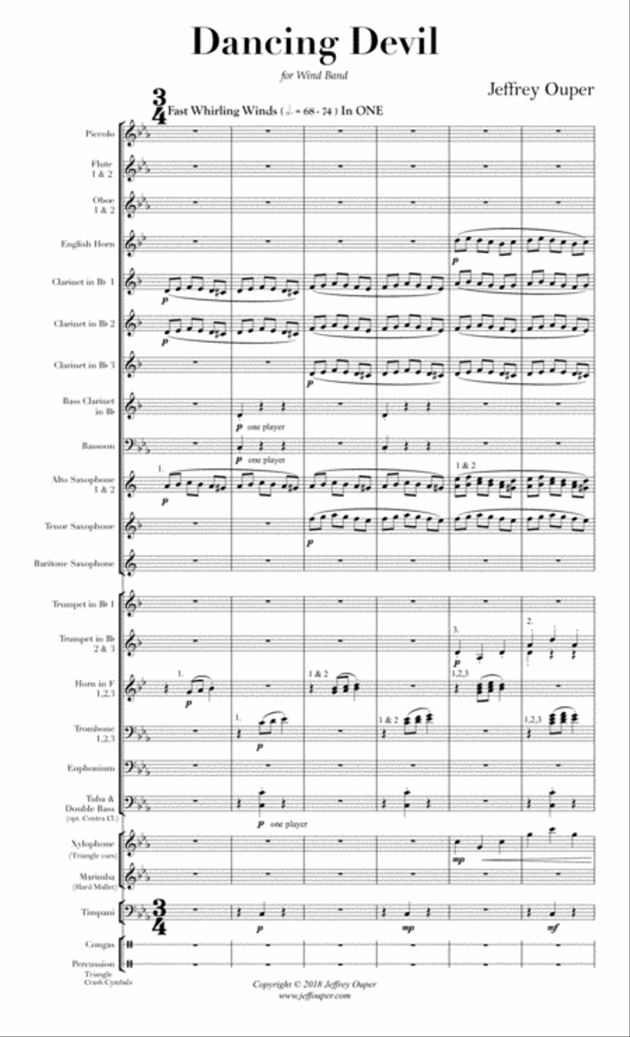 Dancing Devil for Wind Band (Score) Concert Band scores gallery preview page 1